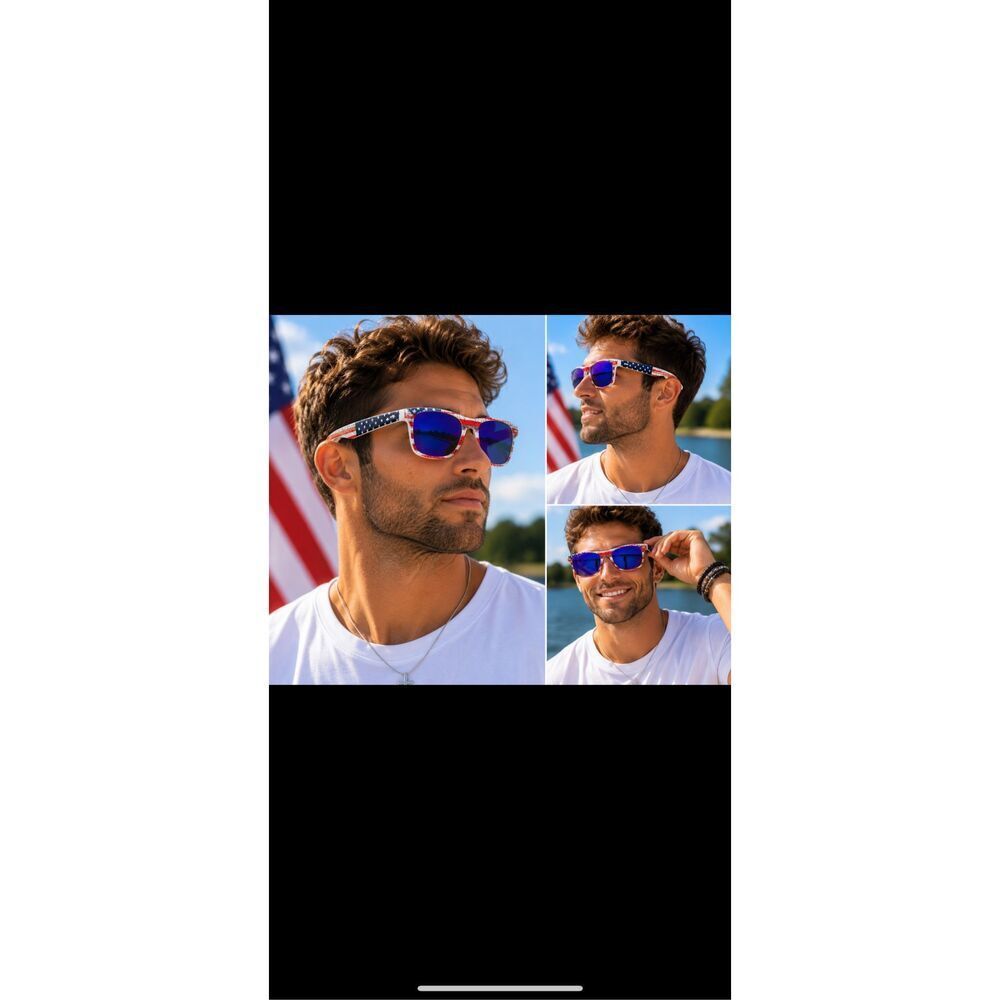 Retro Optix Patriotic American Flag Sunglasses UV400 Protection